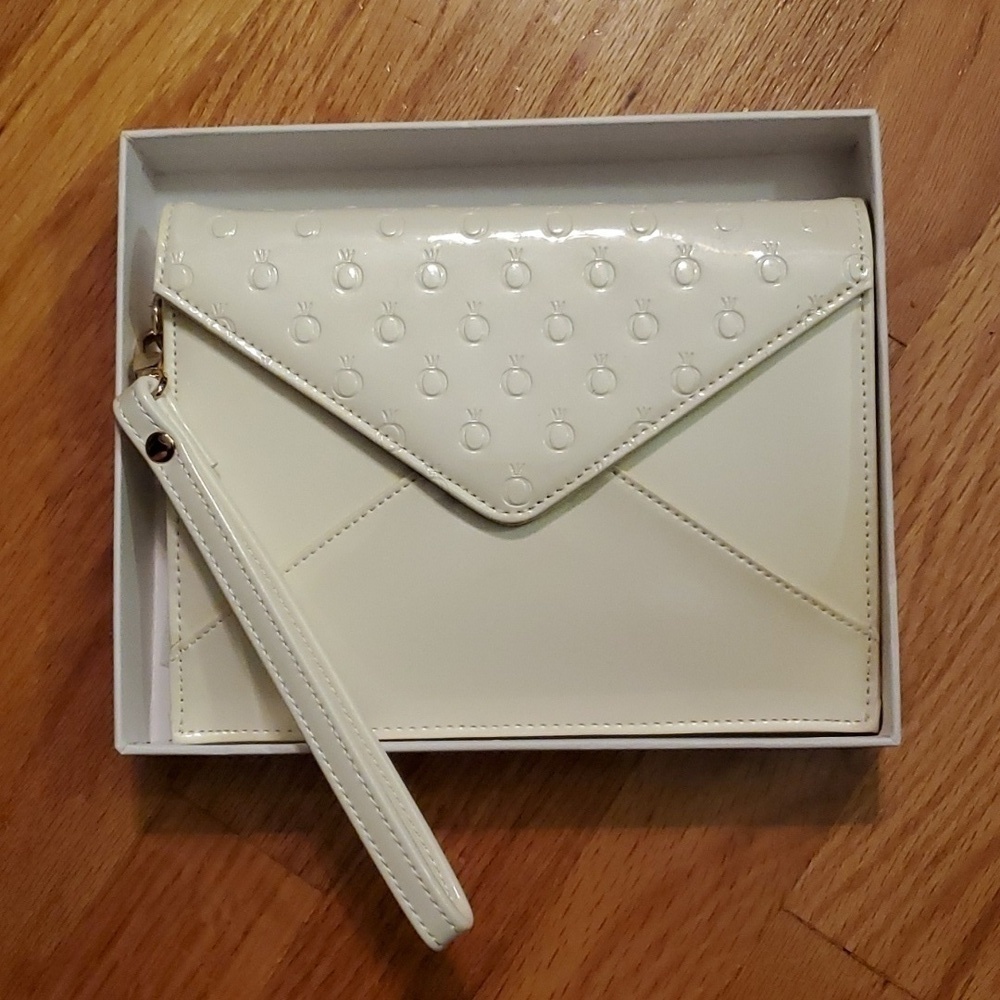 Pandora White Embossed Clutch Wristlet